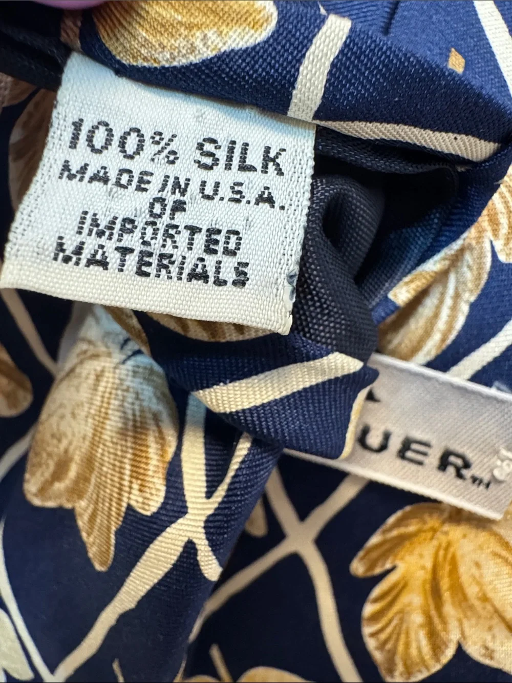 Eddie Bauer Navy and Gold Floral Scarf Tie